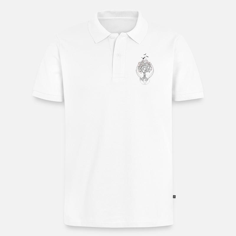 Coucher de soleil feuillu - Polo bio Premium Homme - blanc