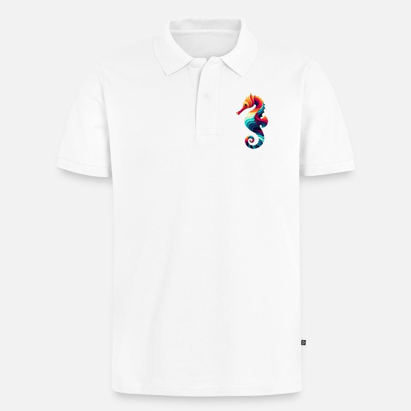 Seepferdchen - Männer Premium Bio Polo Shirt - Weiß