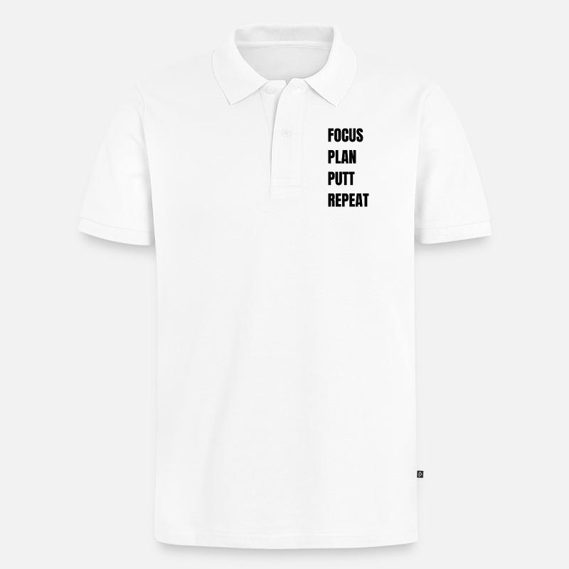 Golf Focus Plan Putt Repeat - Männer Premium Bio Polo Shirt - Weiß