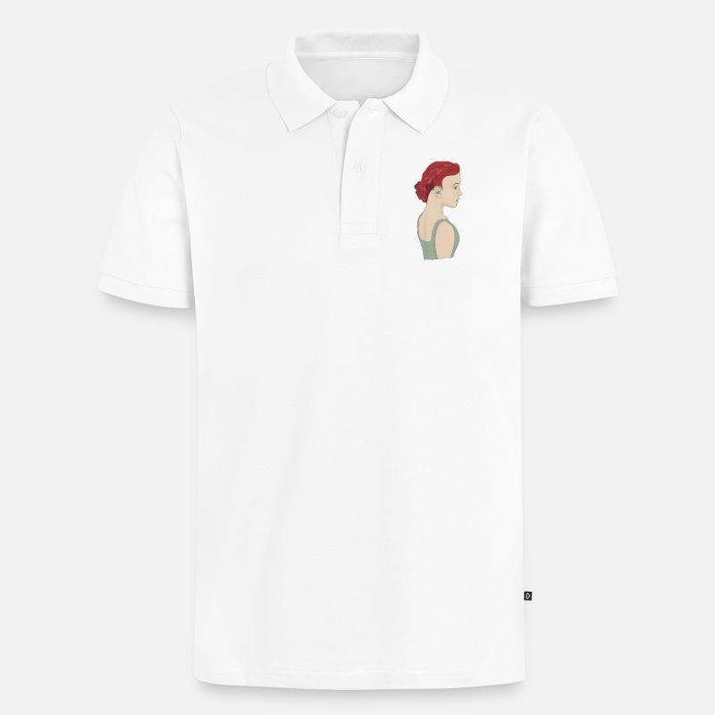 Mädchen mit einem Hörgerät - Männer Premium Bio Polo Shirt - Weiß