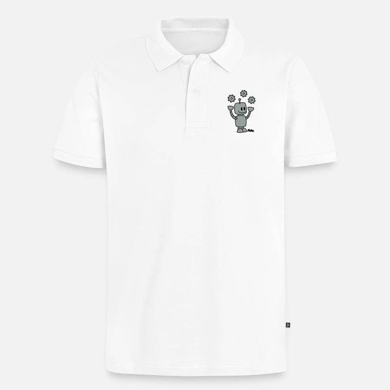 Roboter (2c) - Männer Premium Bio Polo Shirt - Weiß