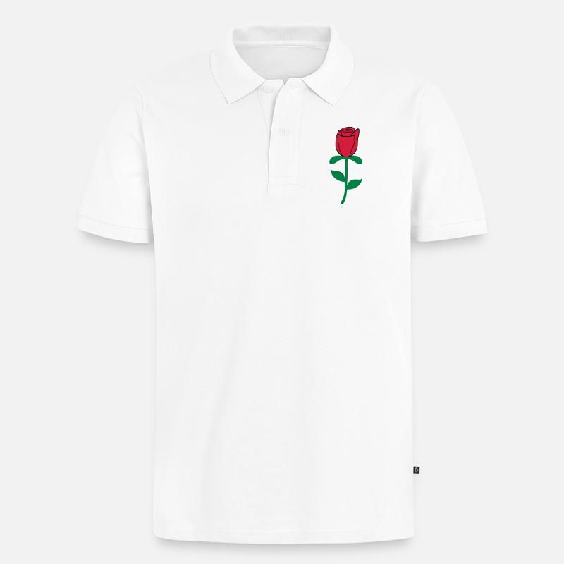 Róże - Männer Premium Bio Polo Shirt - Weiß