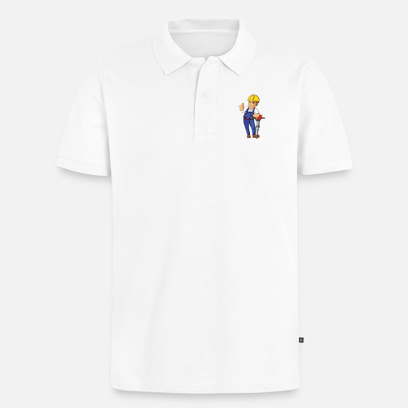 construction worker bauarbeiter strassenbau2 - Männer Premium Bio Polo Shirt - Weiß