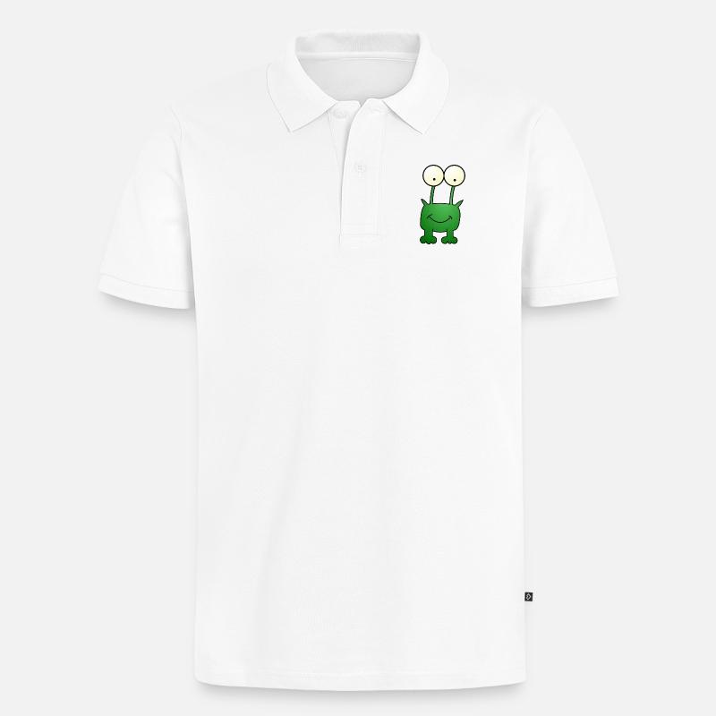 Frosch Comic - Männer Premium Bio Polo Shirt - Weiß