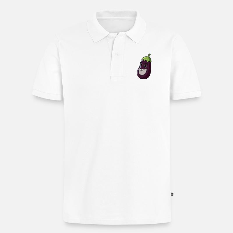 Aubergine Comic - Männer Premium Bio Polo Shirt - Weiß