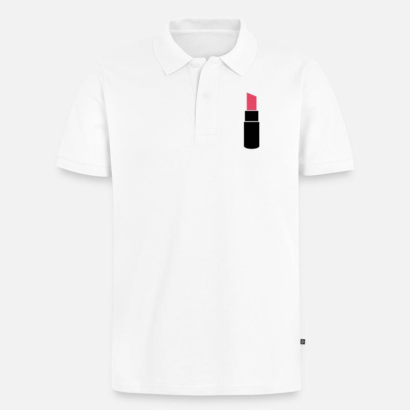 Lippenstift - Männer Premium Bio Polo Shirt - Weiß
