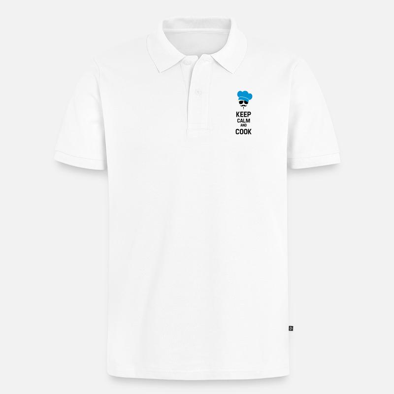 Cook with Moustache - Männer Premium Bio Polo Shirt - Weiß