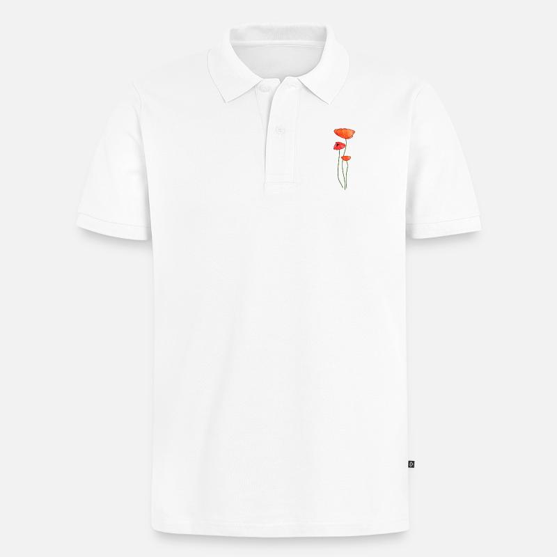 Drei Mohnblüten - Männer Premium Bio Polo Shirt - Weiß