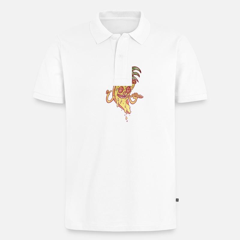 Funky Maskottchen-Ananaspizza - Männer Premium Bio Polo Shirt - Weiß