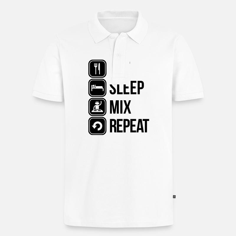eat sleep mix repeat - Männer Premium Bio Polo Shirt - Weiß
