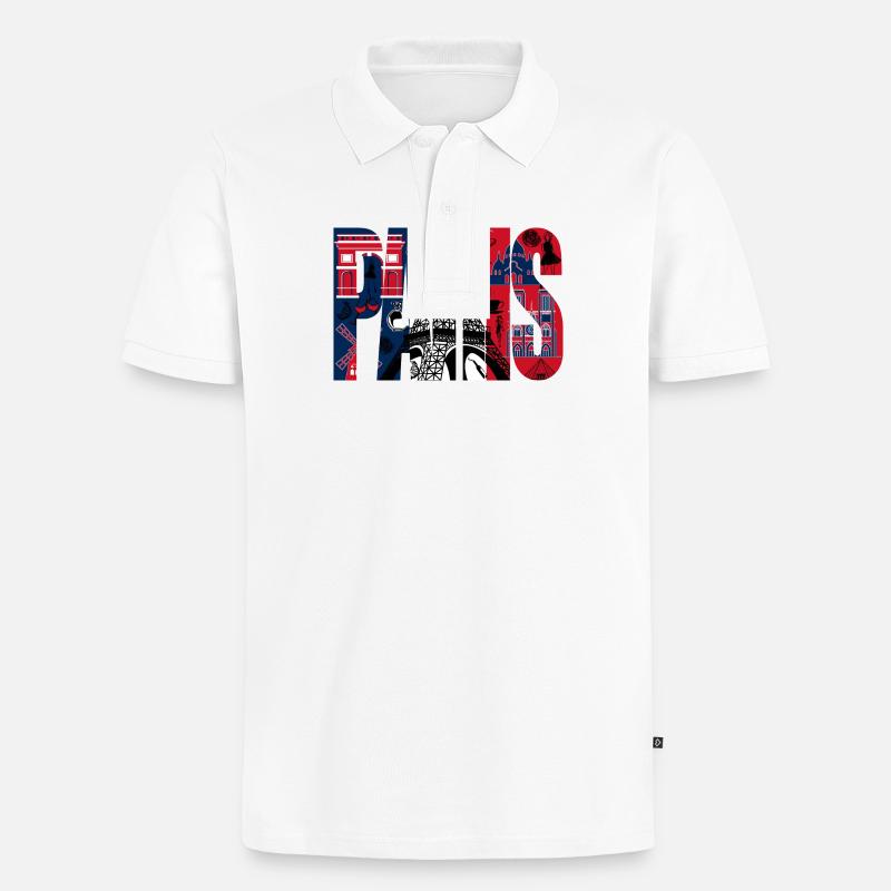 Collage Paris Eiffeltour - Männer Premium Bio Polo Shirt - Weiß