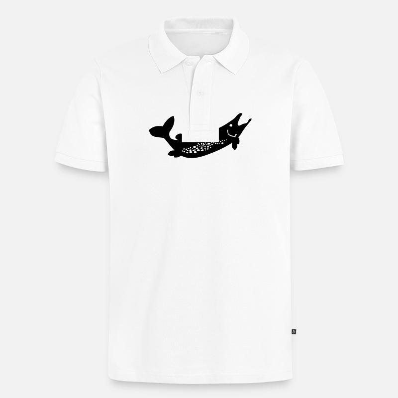 Fisch - Männer Premium Bio Polo Shirt - Weiß