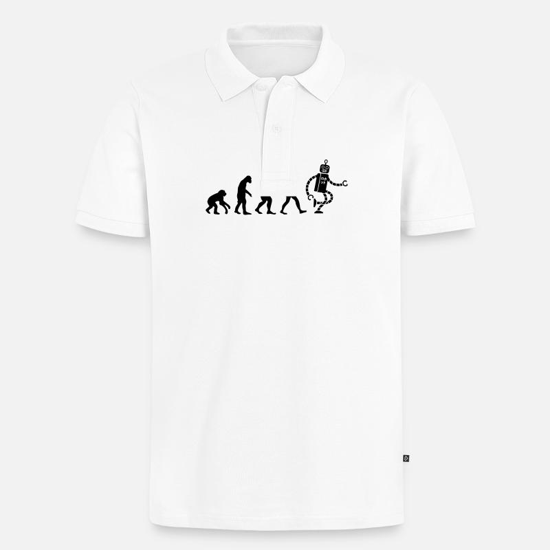 evolution robot - Männer Premium Bio Polo Shirt - Weiß