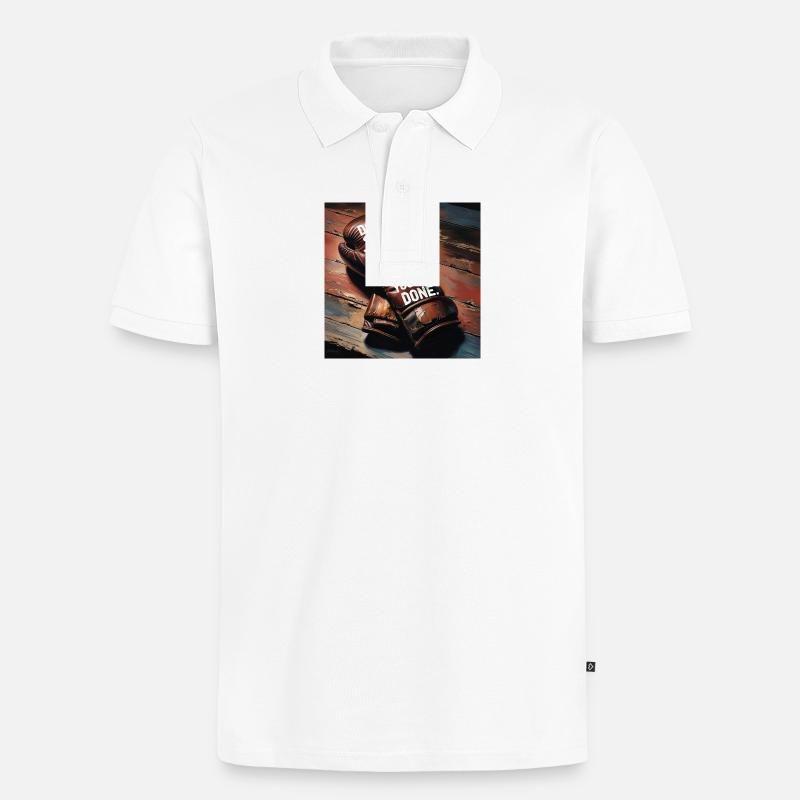 Kampfgeist auf Boxhandschuh - Männer Premium Bio Polo Shirt - Weiß