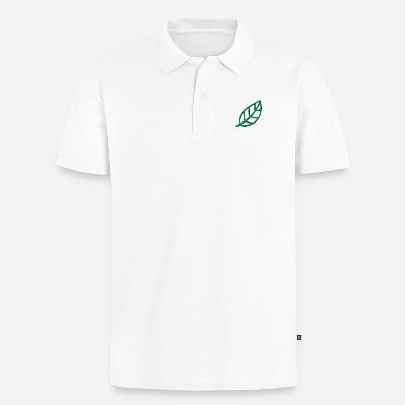 Feuille brodée - Polo bio Premium Homme - blanc