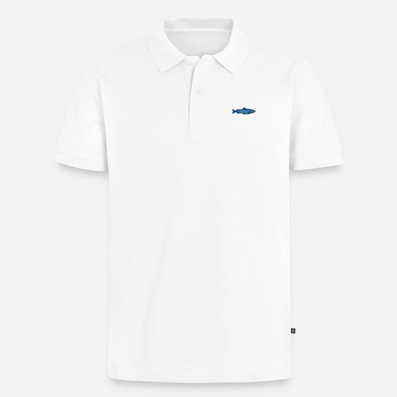Truite brodée - Polo bio Premium Homme - blanc