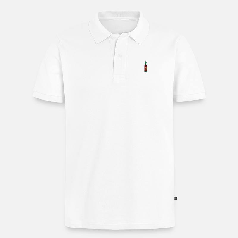 Weinflasche bestickt - Männer Premium Bio Polo Shirt - Weiß