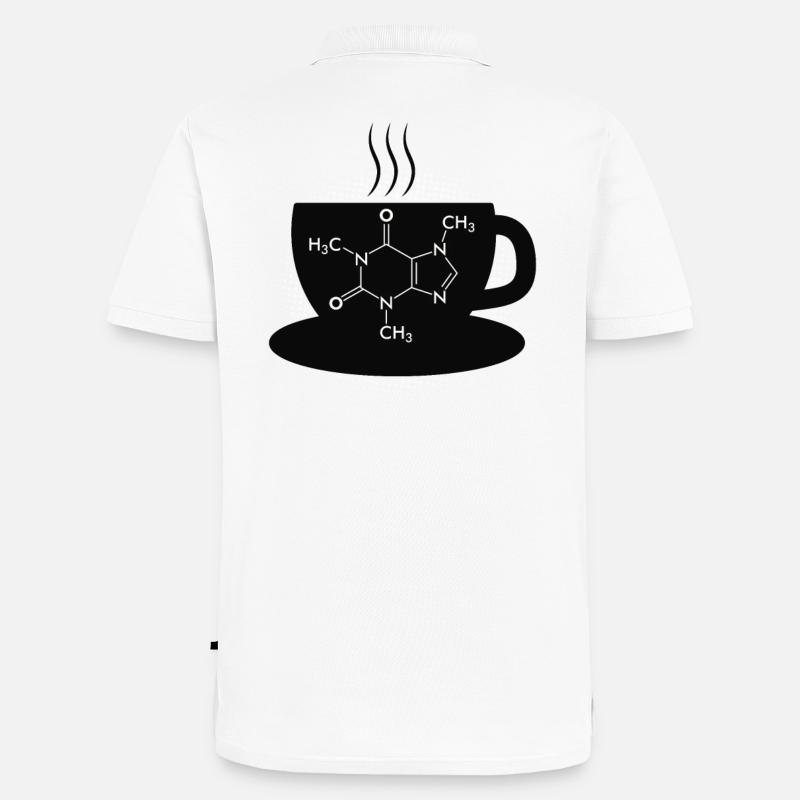 Café Caffeine Molecule - Polo bio Premium Homme - blanc