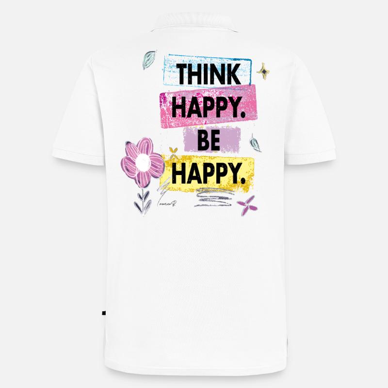 Think Happy, Be Happy - Männer Premium Bio Polo Shirt - Weiß