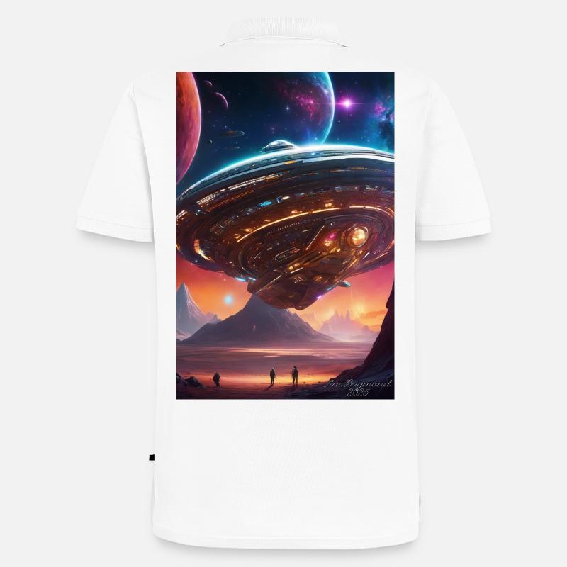 Nebula-Liner über Crimson Valleys - Männer Premium Bio Polo Shirt - Weiß