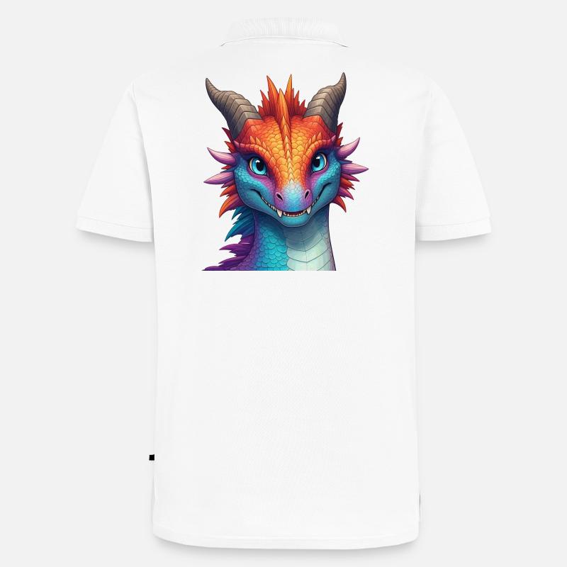 Lebendiger Arkaner Drache - Männer Premium Bio Polo Shirt - Weiß