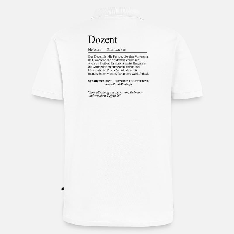 Unispruch "Dozent" Student Geschenk, Studenten - Männer Premium Bio Polo Shirt - Weiß