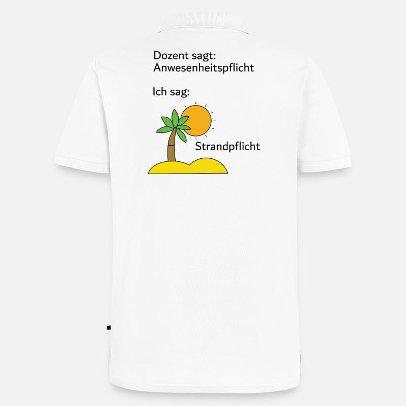 Unispruch "Strandpflicht" Geschenk, Studenten - Männer Premium Bio Polo Shirt - Weiß