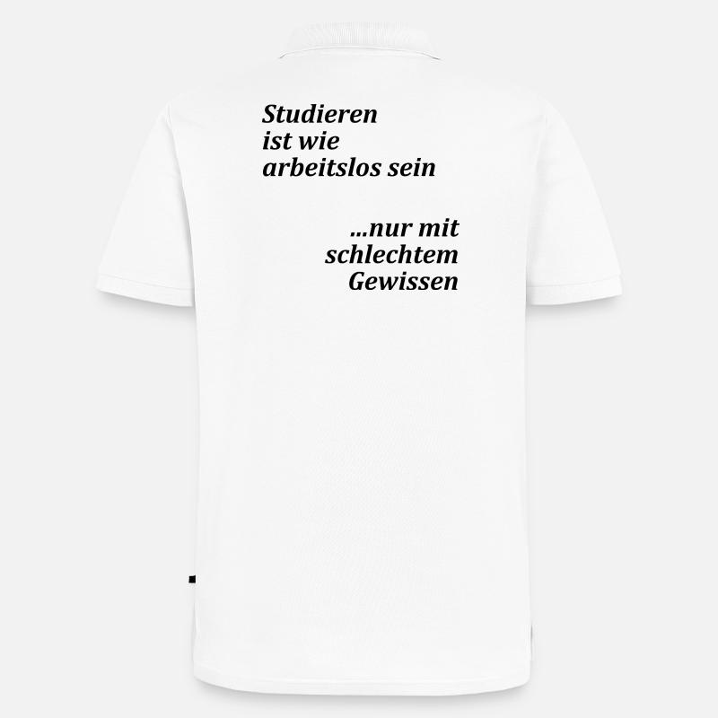 Unispruch "Studieren = arbeitslos" Studenten - Männer Premium Bio Polo Shirt - Weiß
