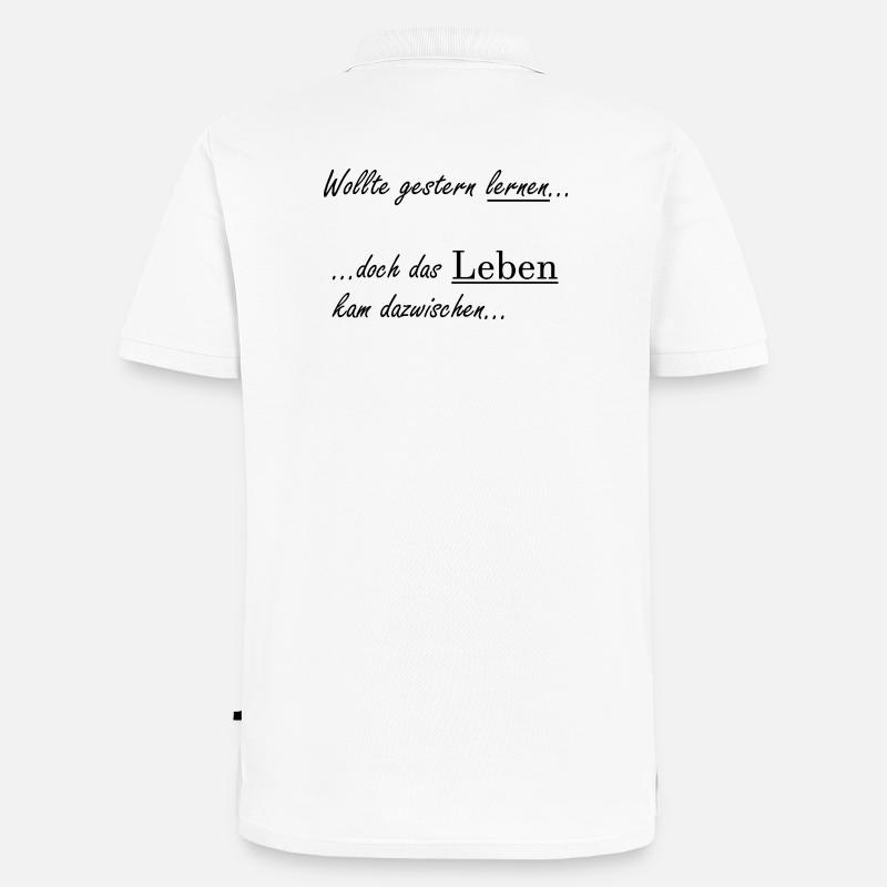 Unispruch "Wollte gestern lernen" Studenten - Männer Premium Bio Polo Shirt - Weiß