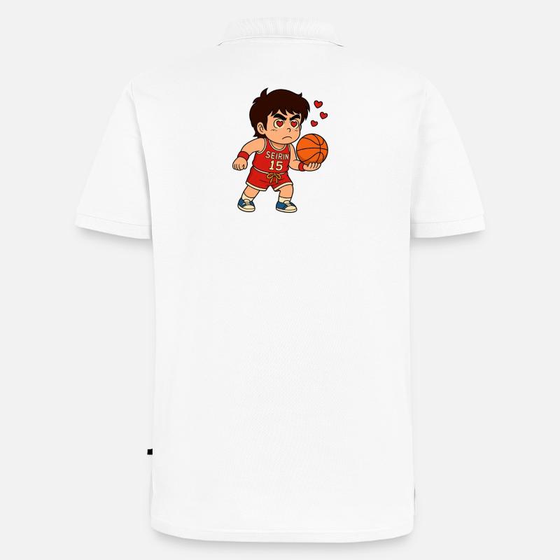 Giocatore_di_basket_con_cuore - Männer Premium Bio Polo Shirt - Weiß