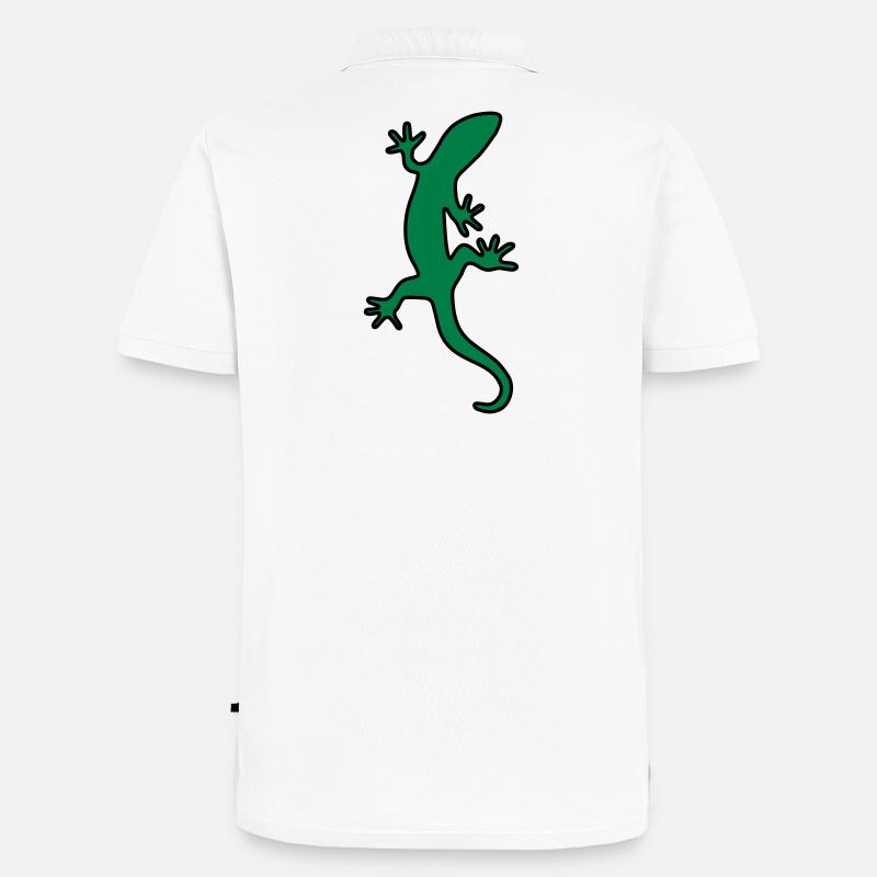 Eidechse Salamander Gecko - Männer Premium Bio Polo Shirt - Weiß