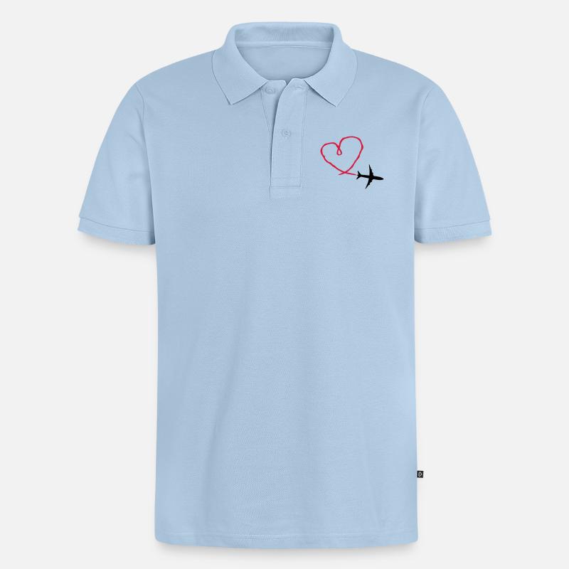 Plane Heart - Polo bio Premium Homme - bleu clair
