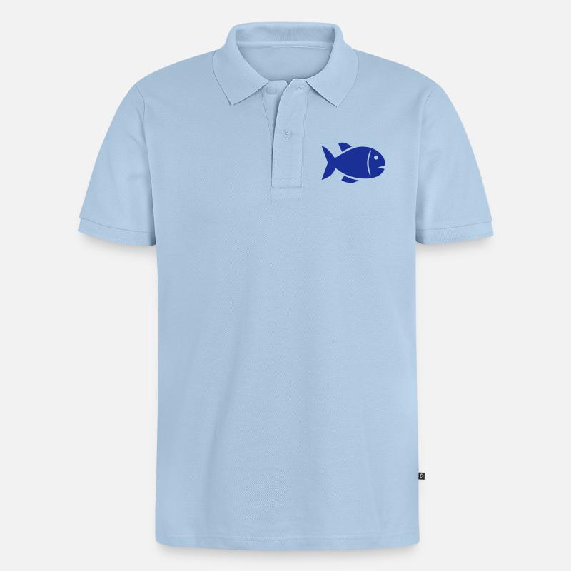 Fisch - Männer Premium Bio Polo Shirt - Hellblau