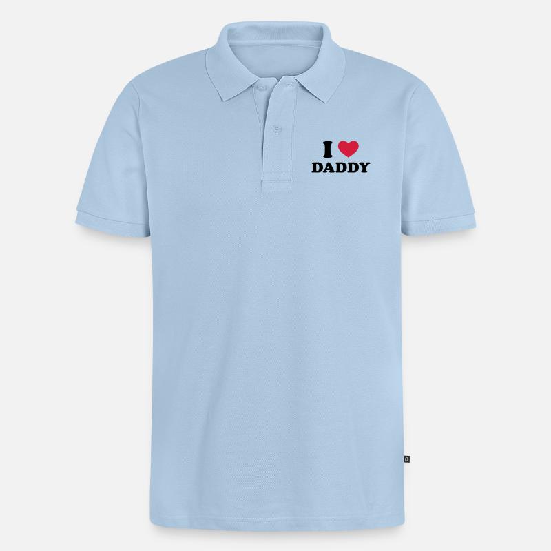 I Love Daddy - Männer Premium Bio Polo Shirt - Hellblau