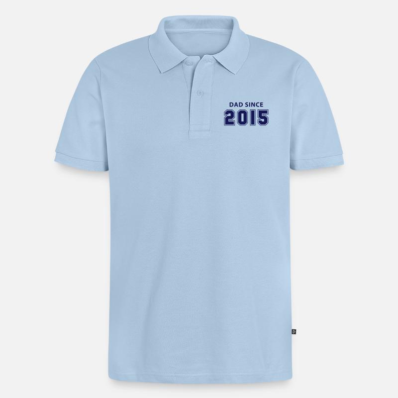dad since 2015 - daddy design - Männer Premium Bio Polo Shirt - Hellblau