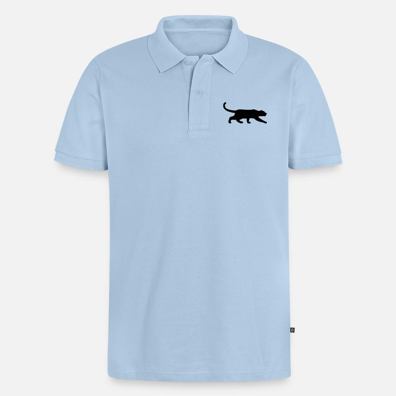 schwarzer Panther schleicht vektor - Männer Premium Bio Polo Shirt - Hellblau