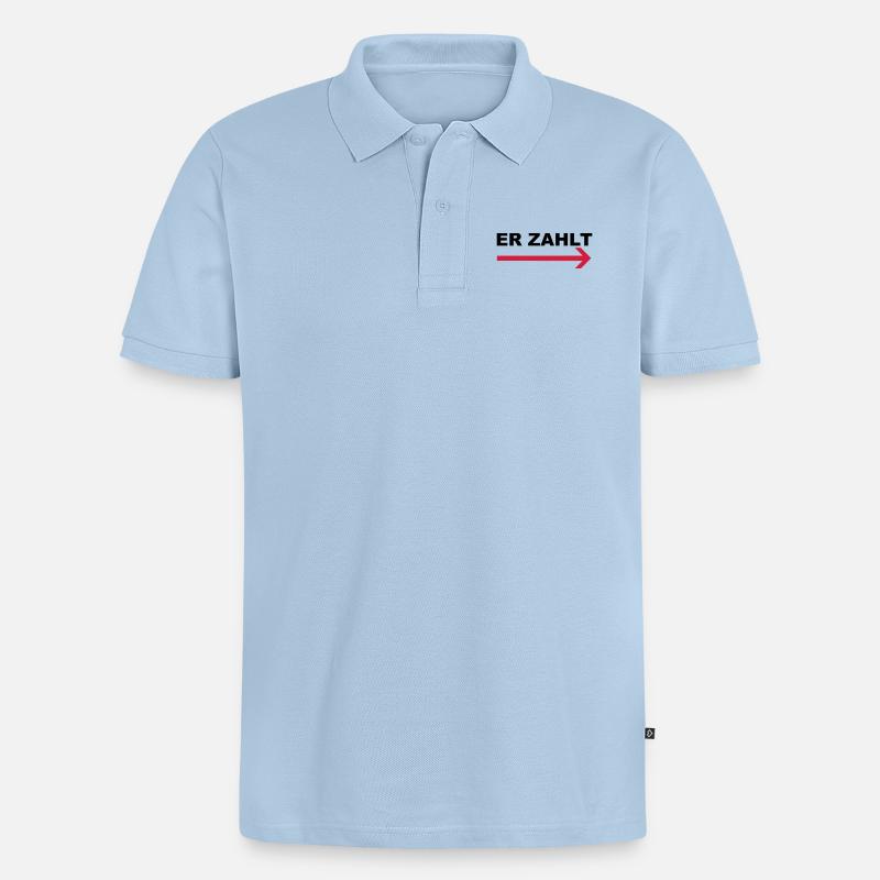 er zahlt - Männer Premium Bio Polo Shirt - Hellblau