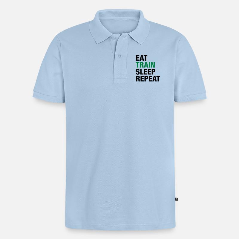 Eat Train Sleep Repeat - Männer Premium Bio Polo Shirt - Hellblau