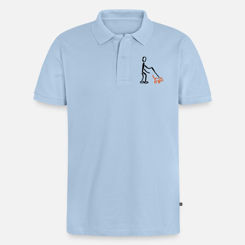Walkies chien 2C - Polo bio Premium Homme - bleu clair