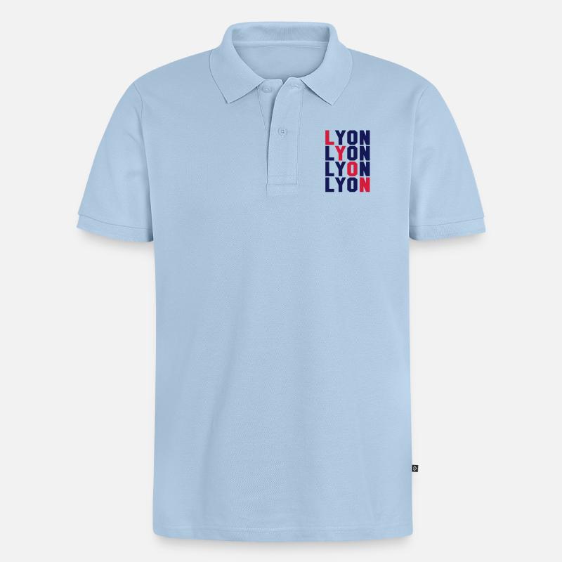 Lyon Gitter - Männer Premium Bio Polo Shirt - Hellblau