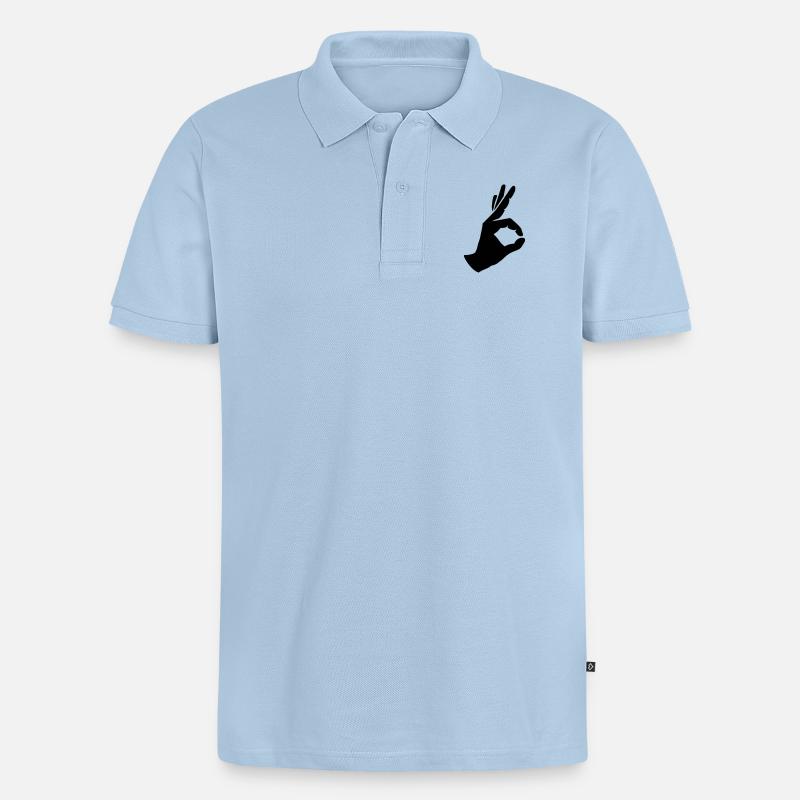 Doigt - Polo bio Premium Homme - bleu clair