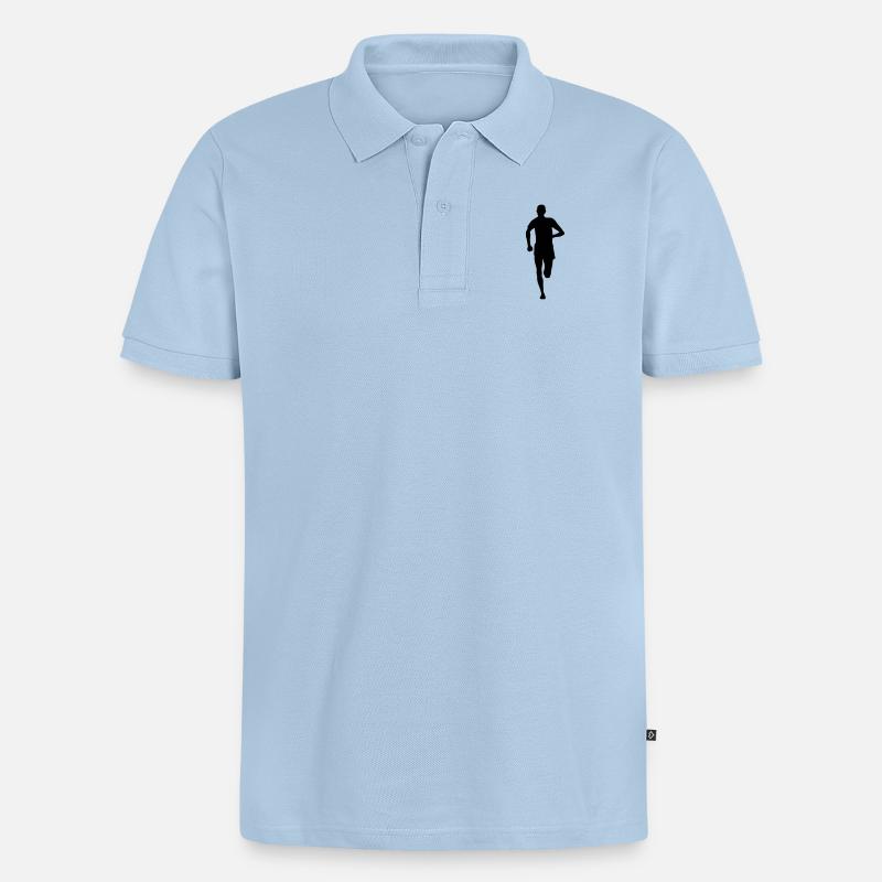 LAEUFER frontal - Männer Premium Bio Polo Shirt - Hellblau
