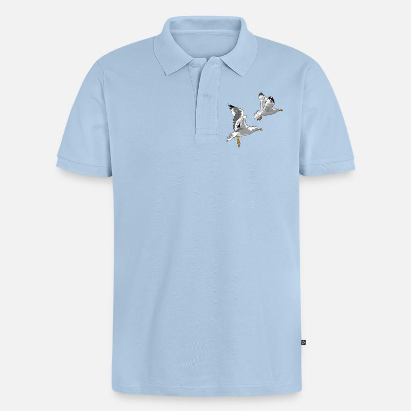 Möwen im Flug Design - Männer Premium Bio Polo Shirt - Hellblau