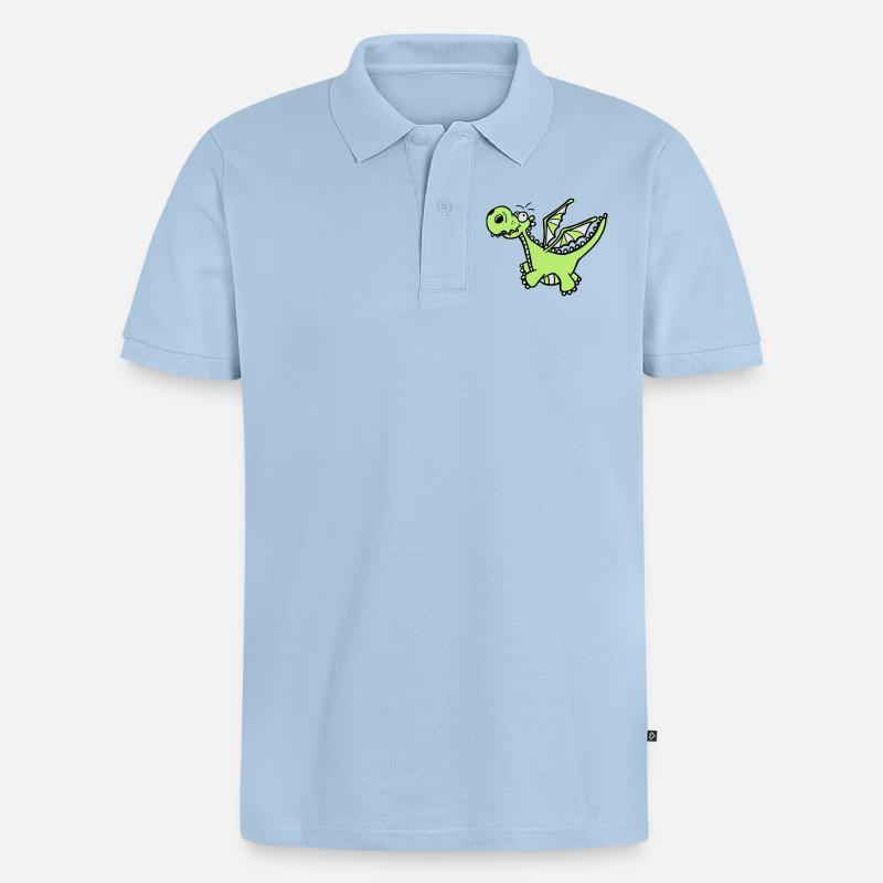 Mächtiger Drache - Männer Premium Bio Polo Shirt - Hellblau
