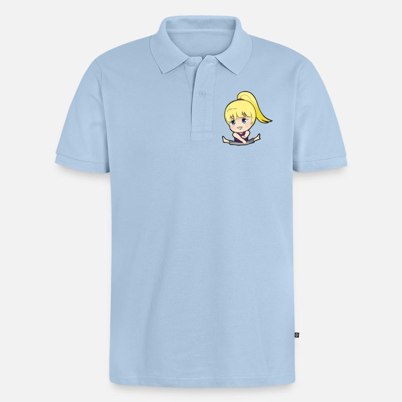 Chibi Anime Manga Splitkick - Männer Premium Bio Polo Shirt - Hellblau