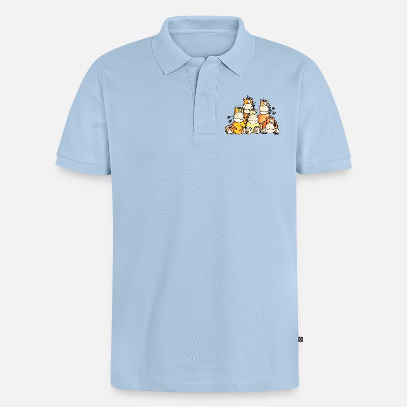 Pferde Freundschaft - Männer Premium Bio Polo Shirt - Hellblau