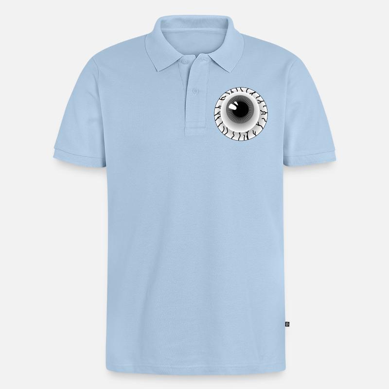 Grauer Augapfel - Männer Premium Bio Polo Shirt - Hellblau