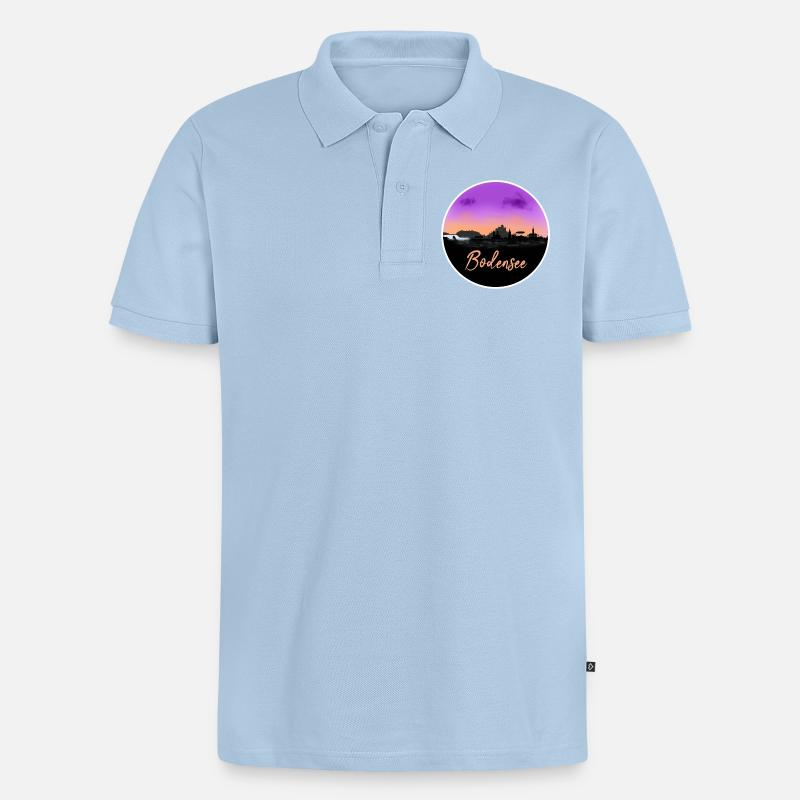 Bodensee Fineline Skyline - Männer Premium Bio Polo Shirt - Hellblau