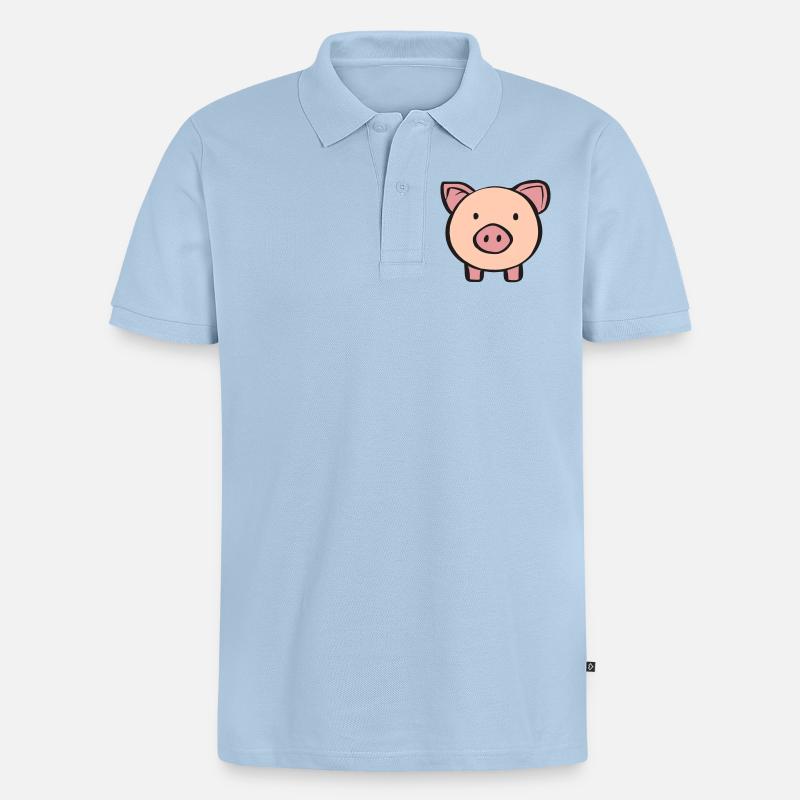 Schweinchen - Männer Premium Bio Polo Shirt - Hellblau