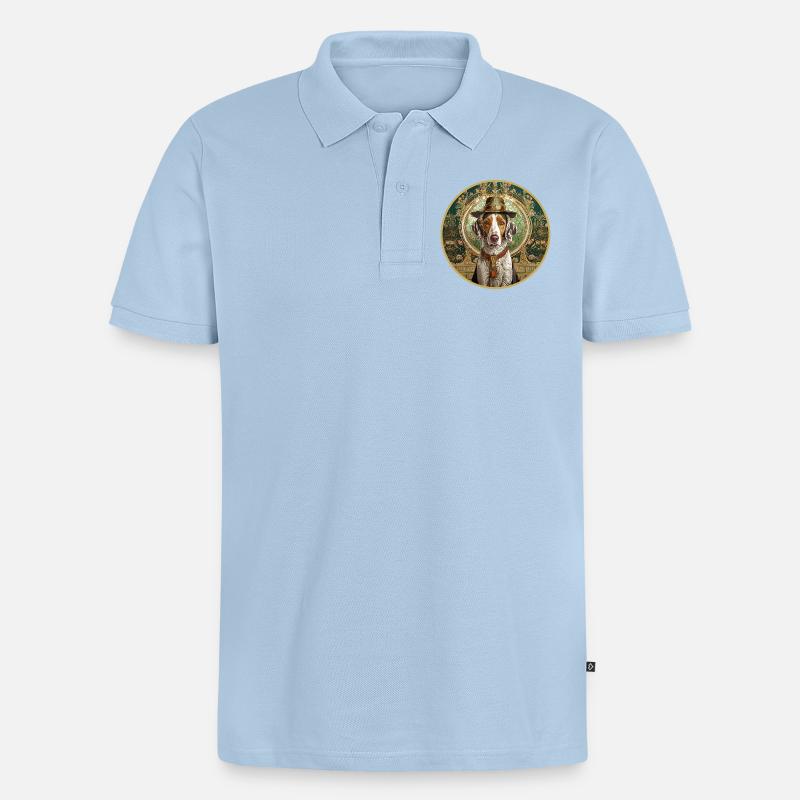 Jagdhund mit Hut - Männer Premium Bio Polo Shirt - Hellblau
